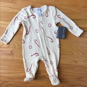 Cream Candy Cane Print Kids One Piece - NWT